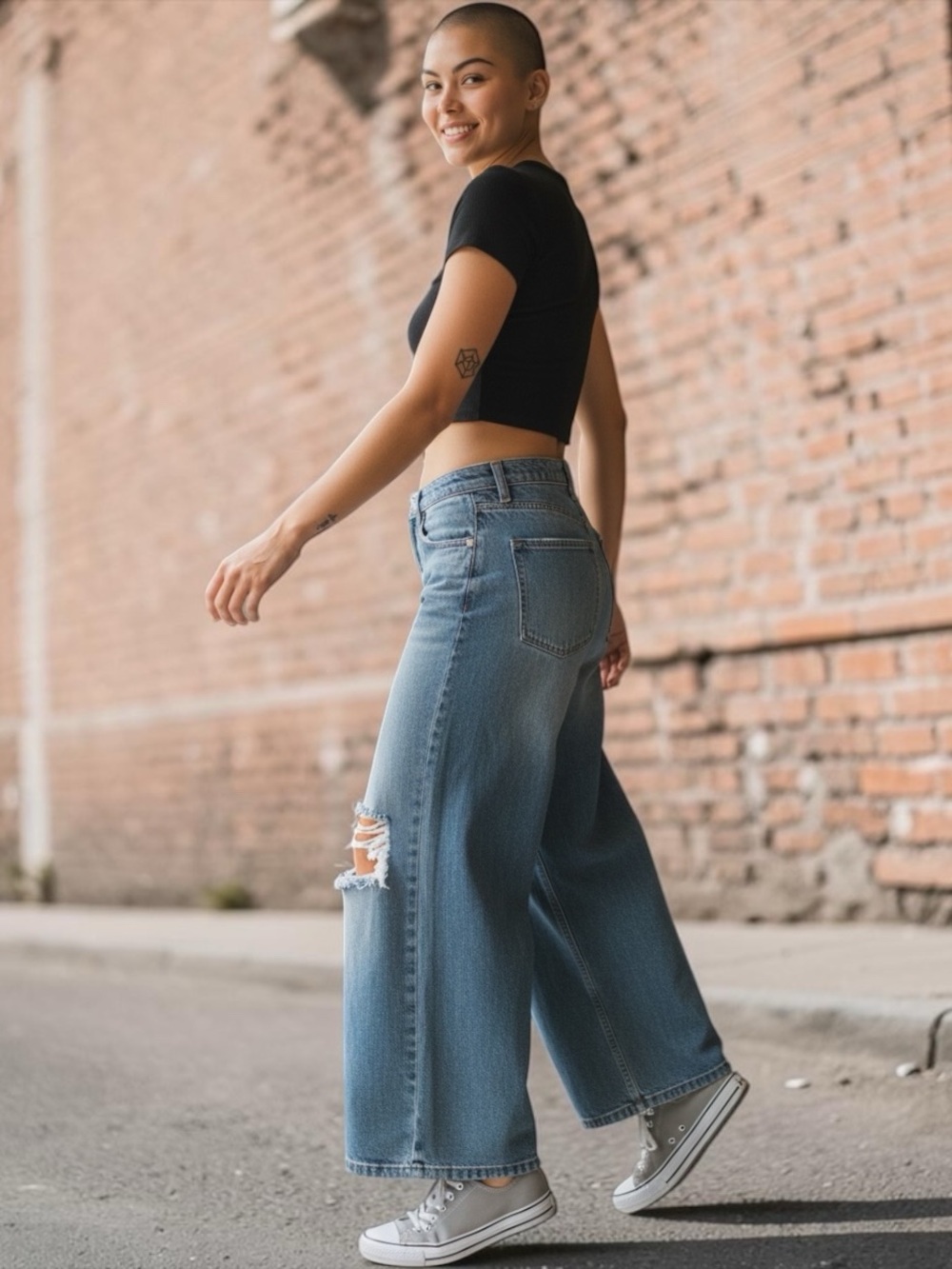 Wild Fable Blue Wide Leg Distressed Jeans